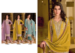 El último trabajo pesado de Chinnon y bordado Kurti con bordado de pantalón Dupatta - Product Image 5