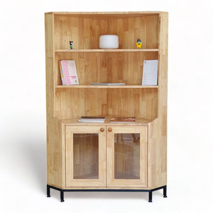 Mueble de Esquina de Diseño Minimalista 70x70x140cm de Madera de Caucho con Patas de Hierro KGT68023 - Product Image 1