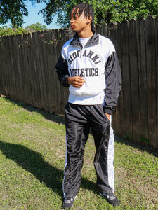 Conjunto Deportivo de 2 Piezas para Hombre, Chaqueta Cortavientos con Capucha, Pantalones Ajustados de Satén, Poliéster/Algodón, Invierno - Product Image 6