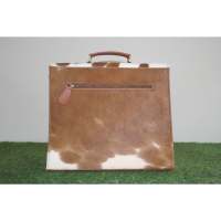 Tas Laptop/Tangan Kulit Sapi Asli Ukuran Besar 15-Inci, Lembut, Gaya Vintage/Messenger, Penutup Ritsleting, Tahan Air, Portabel untuk Kerja