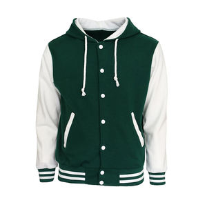 Personalizar abrigos de béisbol Proveedores al por mayor Botón Streetwear Béisbol Hombres Lettermen Chaquetas universitarias con capucha - Product Image 1