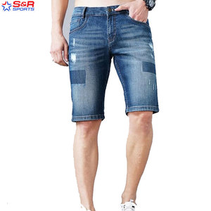 Venta al por mayor de alta calidad de los hombres pantalones cortos de mezclilla con diseño de logotipo personalizado Pantalones cortos de algodón azul Casual Sencillo Cantidad Hombres pantalones cortos de mezclilla - Product Image 2