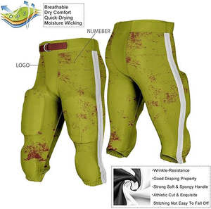 Pantalones de Fútbol Americano Verdes con Rayas Blancas, Cintura Ajustable y Acolchado Protector, Ideales para Entrenamiento de Fútbol Masculino - Product Image 2