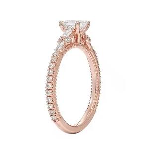 Anillo de moissanita creado con corte Ascher, joyería de compromiso de boda Halo de Plata de Ley 925, anillo de moissanita Micro pavé para mujer - Product Image 4