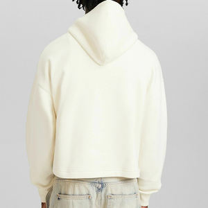 Fabricants de sweats à capuche 480Gsm poids lourd épaule tombante Boxy sweats à capuche courts blanc 100% coton surdimensionné de haute qualité personnalisé - Product Image 3