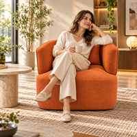 Dernier design moderne et créatif Ensemble siège de canapé une place rond orange Chaise longue de salon Chaise de bureau de loisir