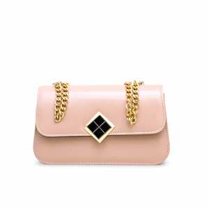 Fawn Vintage moda bolso de hombro P56101 dos cadenas remache decoración cuero genuino cierre de cremallera Saffiano patrón señora portátil - Product Image 3