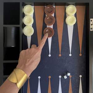 Base de Tela para Backgammon Tamaño Torneo, 57x75cm, Negro y Marrón, de Madera, para Video - Product Image 4