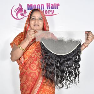 100% cheveux humains indiens en gros de l'usine frontale ondulée soyeuse lisse douce brillance texture naturelle forte non traitée à vendre - Product Image 1