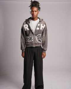 Sweat à capuche avec fermeture éclair personnalisé délavé au soleil Sweat à capuche zippé pour hommes Boxy Sweat à capuche zippé surdimensionné Streetwear Acid Wash Distressed Sweat à capuche zippé pour hommes - Product Image 2