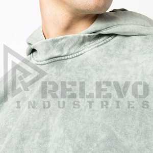 Sweat à capuche décontracté pour homme, teinture délavée à l'acide, couleur unie, haute qualité, 100% coton molletonné, séchage rapide, respirant, idéal pour le printemps - Product Image 3