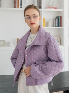 Women's Fashion Windproof Puffer <b>Jacket</b> With Long Sleeves and Full Zipper Stand Collar Solid <b>Pattern</b> Winter Reasonable Price - Product Image 2