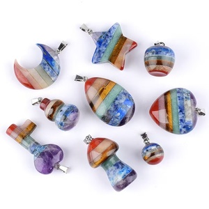 7 चक्र पत्थर पेलेंट नेकलेस नेकलेस हाथ से बना चिकित्सा क्रिस्टल नक्काशी महिलाओं के पुरुषों के लिए आध्यात्मिक उपहार - Product Image 2