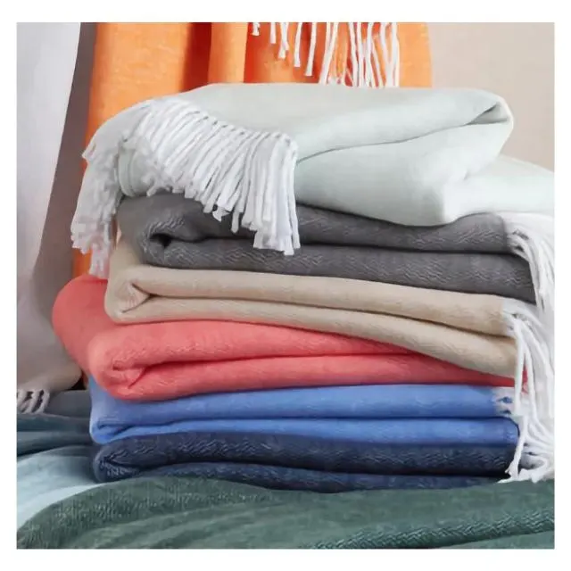 Various Colourful Fancy Plain Basic Wool Round Mandala Embroidered 100% Organic Cotton Lite Weight Fleece Warm Travel Blanket