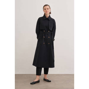 Manteau trench en laine vintage pour femme, à double boutonnage, avec garniture en fourrure - Product Image 3