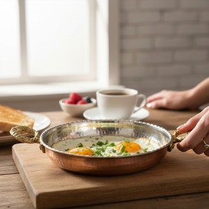 Wok de Cobre y Metal Forjado a Mano para Cocinar en Casa, Sartén para Huevos con Patrón para Uso en la Cocina, Hierro Fundido, Aluminio, Cerámica - Product Image 4