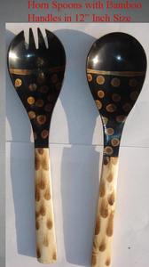 Ensemble de couverts en corne naturelle de Style nordique Ustensiles de cuisine de haute qualité Serveur de salade Ensemble de 2 pièces - Product Image 2