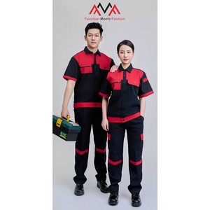 ชุดคลุมทำงานแขนสั้นสีแดงและสีดำแบบมองเห็นได้ชัดเจน - Product Image 1