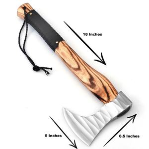 Jexmoo Tomahawk personnalisé en acier D2 de 19,5 pouces avec manche en bois de rose et étui en cuir, cadeau d'extérieur, fait main, qualité industrielle - Product Image 2