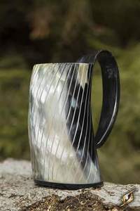 NICE VIKING BEBING HORN MUG-Ecológico hecho a mano con acabado pulido y base de madera-Taza de cuerno vikingo de alta calidad - Product Image 5