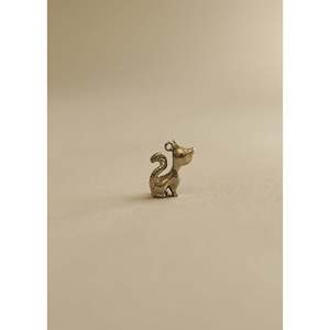 Colgante de Gato Vintage Hecho a Mano en Oro Rosa de 14k, Amuleto Religioso de Platino con Cristal, Diamante y Perla como Piedra Principal - Product Image 2
