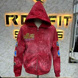 Etiqueta personalizada de alta calidad más demandada Sudadera con capucha con cremallera Pantalla impresa Diamantes de imitación hecho en fábrica precio barato sudaderas con capucha para hombres - Product Image 5