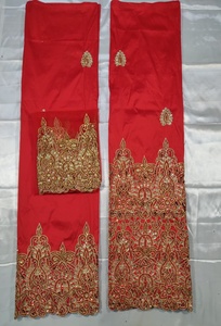 Tela de tafetán George nigeriana de alta calidad, moderna y a la última moda, con pedrería y bordados con diseño de Paisley para bodas. - Product Image 2