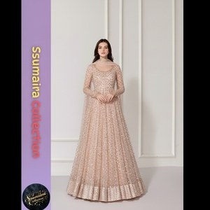 chinese dress ladies Buy Long Walima Maxi for Wedding in Silver Color Online – Nameera by Farooq main image 1