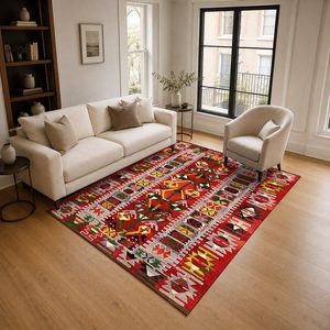<b>RUGS</b> DEPOT LXDP-0701 Wholesale Red <b>Burgundy</b> Vintage Patchwork Digital Printed Machine Washable Chenille Area <b>Rug</b> Non Slip - Product Image 2