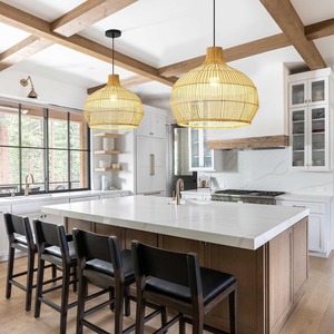 Lámpara Colgante de Bambú, Lámpara Colgante Boho de Ratán Tejida a Mano Blanca para Comedor, Sala de Estar, Dormitorio, Cocina, Casa de Campo - Product Image 4