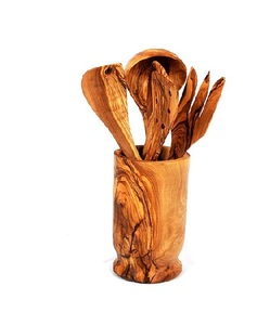 Porte-ustensiles de cuisine en acier inoxydable et en bois de qualité supérieure Organisateur au design élégant Salle à manger efficace Espaces de cuisine Prix avantageux - Product Image 1