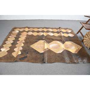 5.6x7.9 ft Rug, Vintage Turkish Rug, <b>Brown</b> Floral <b>Wool</b> Rug - Product Image 4