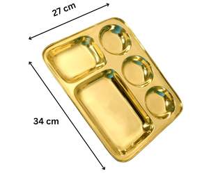 Plateau de service rectangulaire en acier inoxydable, finition martelée, couleur laiton plaqué or, plateau multi-usages, lot de 2 - Product Image 6