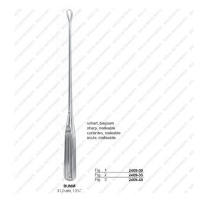 Curetas uterinas Recamier Sims Bumm Longitud 26cm a 31cm FIG 1to10 Instrumentos de ginecología Mahersi alemán de alta calidad - Product Image 1