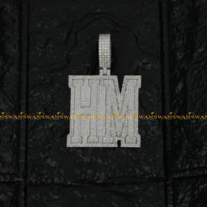 Colgante redondo de corte brillante con diamantes cultivados en laboratorio, estilo Hip Hop, Plata de Ley 925 con S925, hecho con estilo de letra - Product Image 1