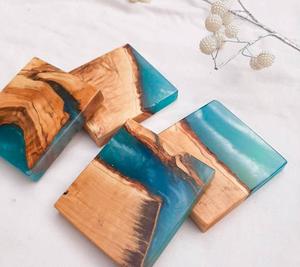 Dessous de verre en résine de bois en ligne dans les produits artisanaux Dessous de verre en bois personnalisés Tapis de boisson Carré de mariage Tasse à café et à thé Dessous de verre à bière - Product Image 3