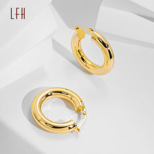 도매 순금 18K 귀걸이, 18K 진짜 금 원형 클립온 후프 귀걸이, 사우디 금 보석, 18K 전당포 가능 - Product Image 4