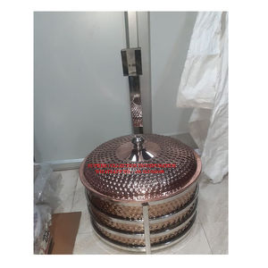 Calentador de comida de buffet redondo de plato de frotamiento de latón dorado Vintage para catering de restaurante de Hotel con diseño tradicional en relieve - Product Image 4