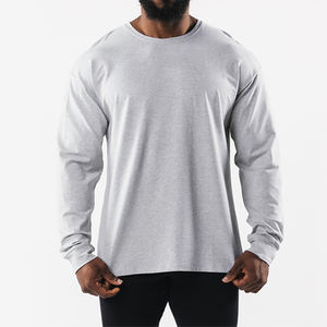 95 Algodón 5 Spandex Quick Dry Fit Gym Alta calidad Manga larga Deportes Oversize Mock Neck Screen Print Camiseta personalizada para hombres - Product Image 1