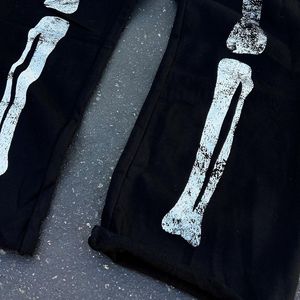Pantalon de survêtement personnalisé pour hommes à imprimé bouffant 100% coton pantalon léger lavé à l'acide pantalon imprimé crâne de style vintage - Product Image 3