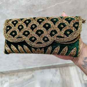 MS Handicraft Tropical Floral Glass Beaded Clutch Forma personalizada y color Fiesta mexicana con cadena cruzada - Product Image 4