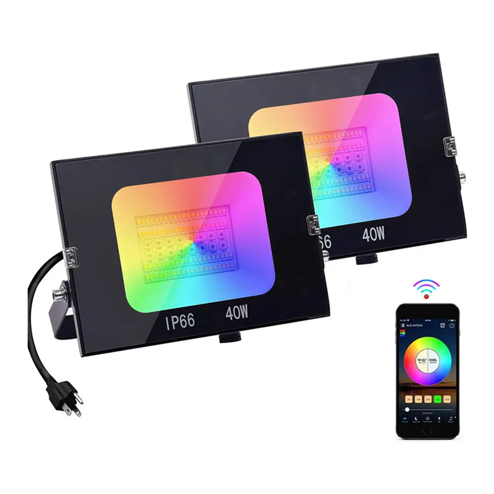 Memory Timing WIFI IR RF Smart Floodlight 40W 100W 80W 150W 120W RGB CCT Phone TUYA Alexa RGB Led Flood Light