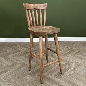 Taburete de Bar Berke hecho de madera de caoba de alta calidad con color natural para interior o exterior - Product Image 5