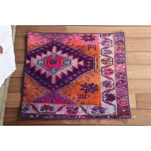 Tapis Herki vintage 1,8x2 pi (55x61 cm), tapis turc géométrique violet - Product Image 3