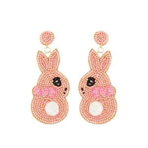 Jaune Tricoté À La Main Lapin Boucles D'oreilles Bohème Style Ethnique Bijoux De Mode Boucles D'oreilles De Pâques pour Les Femmes En Gros - Product Image 3