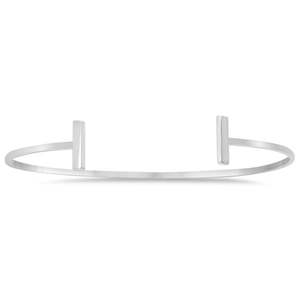 9K White Gold T-Shape Cuff <b>Bangle</b> <b>Bracelet</b> <b>Fashionable</b> Jewelry Accessory - Product Image 1