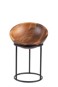 Tazón de Madera Estilo Antiguo con Base de Metal Negro, Regalo Ideal para Inauguración de Casa, Bodas, Fiestas de Buffet y Uso en la Cocina - Product Image 2