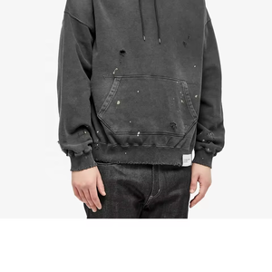 Sudaderas con Capucha para Hombre de Algodón Grueso, Calidad Premium, Color Sólido Desgastado, Talla y Logotipo Personalizables, Transpirables y de Secado Rápido - Product Image 2