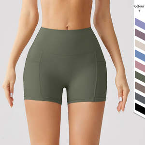 2025 taille haute court contrôle respirant exercice court Fitness beurre doux tissu Logo personnalisé court avec poches - Product Image 2