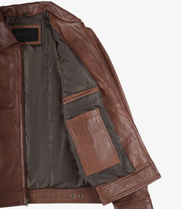 Veste en cuir véritable pour hommes 100% peau de vache | Manteau de motard de mode élégant | Vêtements d'extérieur automne printemps | OEM disponible | Toutes les tailles - Product Image 4
